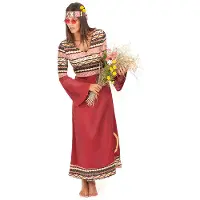 Vegaoo Bordeaux rood hippie kostuum voor vrouwen