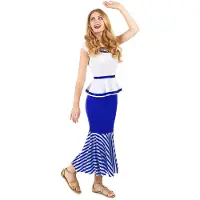 Vegaoo Wit en blauw Galliër kostuum voor vrouwen