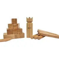 Bex Kubb Pro – Officiële European Kubb Championships 2026 Set – Zweeds Vikingschaak – Premium Buitenspel – Massief Rubberhout – Koning Met Houtkleurige Kroon – Vanaf 8 Jaar – Inclusief Draagtas