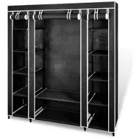 vidaXL Kledingkast met vakken en stangen 45x150x176 cm stof zwart