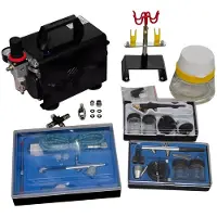 vidaXL Professionele airbrush-set, compleet met 3 spuitpistolen