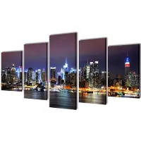 vidaXL Canvas muurdruk set Kleurrijke New York skyline 200 x 100 cm
