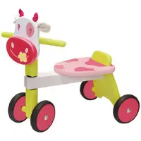 I'm Toy Loopfiets Koe - Hout - Roze / Groen