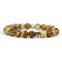 Heaven Eleven - heren armband - natuursteen - Jaspis - 10mm - edelstaal RVS tube - 21cm (voor andere maten zie omschrijving)
