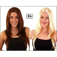 Themaparty 2x Dames pruik Flower bruin en blond