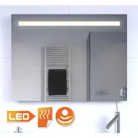 Schaere Badkamerspiegel met indirecte verlichting, 2 stopcontacten, verwarming, instelbare lichtkleur en dimfunctie 80x70 cm