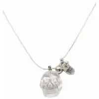 Heaven Eleven ketting rvs ballchain met een bergkristal schedel
