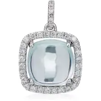 Orphelia HD-4200 - Hanger - 18 Karaat Witgoud - Diamant 0.16 ct / Aquamarijn 2.80 ct