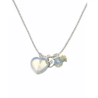 Heaven Eleven ketting rvs ballchain met een hart van opaliet