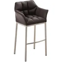 CLP Barkruk Tanja - Zithoogte 83 Cm - RVS - Kunstleer - Donkerbruin