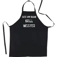 Mijncadeautje Schort - Grill Meister - met voornaam - leuke en exclusieve keukenschort - zwart