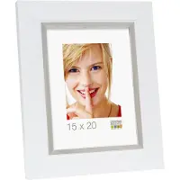 Deknudt Fotolijst in wit met zilverbies 15x15 S41NK1