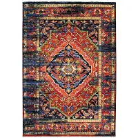 Muratap Vintage marrakech vloerkleed zwart / multi laagpolig- 80x150 cm