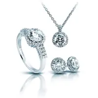 Diamonfire - Zilveren set Maat 16.0 - Ring, Collier, Oorbellen - Entourage