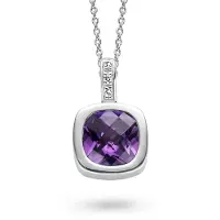 Orphelia Hanger + Ketting Carree Amethyst Zirconium ZH-4645