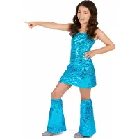 Vegaoo Turkooisblauwe disco jurk voor meisjes