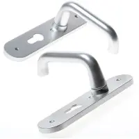 Nemef 3253 P Beslag kortschild afgerond | D kruk-kruk | beslagset | geveerd | krukstift 8mm | F1 aluminium | PC55-PC55 - 9325316550