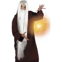Boland 6 stuks: Pruik Wizard met baard