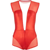 Erotic Treasure Rode Wetlook Body met netstof