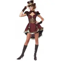 Vegaoo Bordeaux rood Steampunk kostuum voor vrouwen