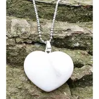 Heaven Eleven - dames ketting - edelstaal ballchain met hart van rose agaath