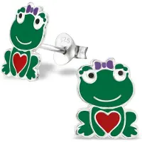 Montebello Princess Oorbellen Frog Lady - Meisjes - 925 Zilver - Epoxy - Kikker - 9 x 10 mm