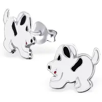 Montebello Princess Oorbellen Bas Black - Meisjes - 925 Zilver - Epoxy - Hond - 8 x 9 mm