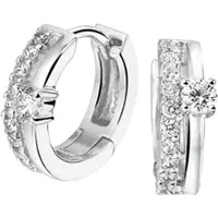 The Jewelry Collection Klapoorringen Zirkonia - Zilver Gerhodineerd