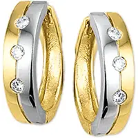 The Jewelry Collection Klapoorringen Zirkonia - Bicolor Goud