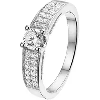 The Jewelry Collection Ring Zirkonia - Zilver Gerhodineerd