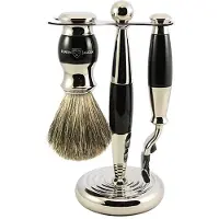 Edwin Jagger Shaving Sets 3pc Imitation Ebony & Chrome Plated Set Ref.S8M356CR Pakket - 1pakket