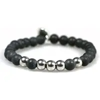 Heaven Eleven - heren armband - natuursteen Onyx Matte - RVS Edelstaal kraal- 21cm (voor andere maten zie omschrijving)