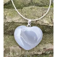 Heaven Eleven echt zilveren ballchain met hart van grijs agaath