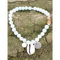 Heaven Eleven - dames armband - Amazoniet kralenarmband met schelp