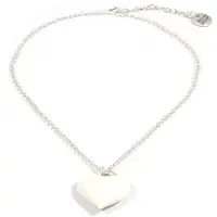 Heaven Eleven dames Ketting zilver plating met wit hart van hertegewei
