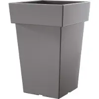 Prosperplast Bloempot Hoog Vierkant Lofly Square 24x24x36cm STEENGRIJS Prosperplast / 2 STUKS ! /
