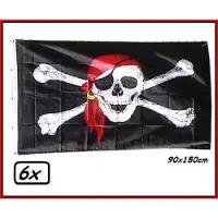 Thema party 6x Piratenvlag Bones color 90x150cm