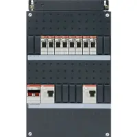 ABB hafonorm had installatiekast, 1 fase, 8 groepen achter 2 aardlekschakelaars(30ma), met 2 polen hoofdschakelaar, (hxbxd) 330x220x90mm