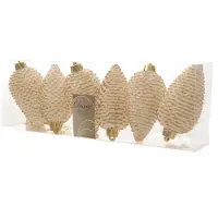 Décoris Dennenappel kerst ornament | | 6 stuks (Wit)