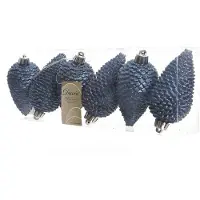 Décoris Dennenappel kerst ornament | | 6 stuks (Blauw)