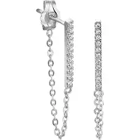 Trendjuwelier huiscollectie Oorhangers Zirkonia Zilver Gerhodineerd Glanzend 58 mm x 1.5 mm