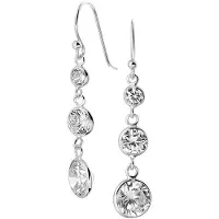 Trendjuwelier huiscollectie Oorhangers Zirkonia Zilver Gerhodineerd Glanzend 40 mm x 8.5 mm