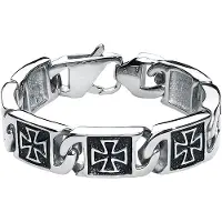 EtNox hard and heavy Armband - Iron Cross - voor Mannen - zilverkleurig - Maat Standard
