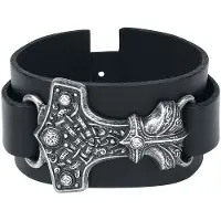 Alchemy Gothic - Gothic Lederen armband - Thor's Hammer - voor Mannen - standaard - Maat Standard