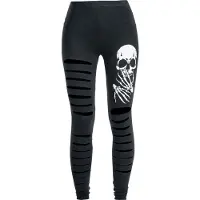 Banned Alternative - Gothic Legging - Slashed Skull - S tot XL - voor Vrouwen - zwart - Maat S