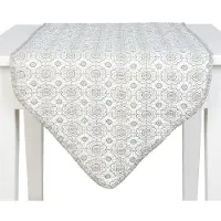 Clayre & Eef Tafelloper 50x160 - Grijs, Wit - Katoen, Polyester, 100% Katoen
