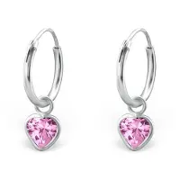 Montebello Oorbellen Adel Pink - Dames - 925 Zilver - Zirkonia - Hart ? Creolen - ?10 mm