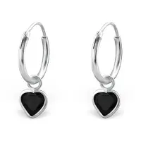 Montebello Oorbellen Adel Black - Dames - 925 Zilver - Zirkonia - Hart – Creolen - ?10 mm