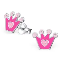 Montebello Princess by Montebello Kinderoorbellen Arassari - Meisjes - 925 Zilver - Epoxy - Kroon - 9 x 8 mm