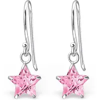 Montebello Oorbellen Ada Pink - Dames - 925 Zilver - Zirkonia - Ster - 8 mm - 23 mm